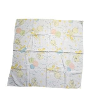 Vintage 1977 Tweety Bird Baby Blanket Warner Bros. Looney Tunes 30x30 Pastelcore